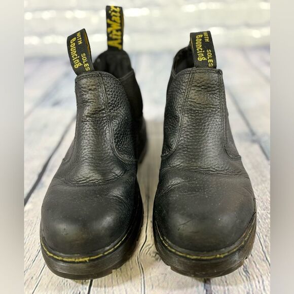 Dr Martens Black Tumbled Leather Rivet Steel Toe Utility Pull On Chelsea Boots 8 main image 11